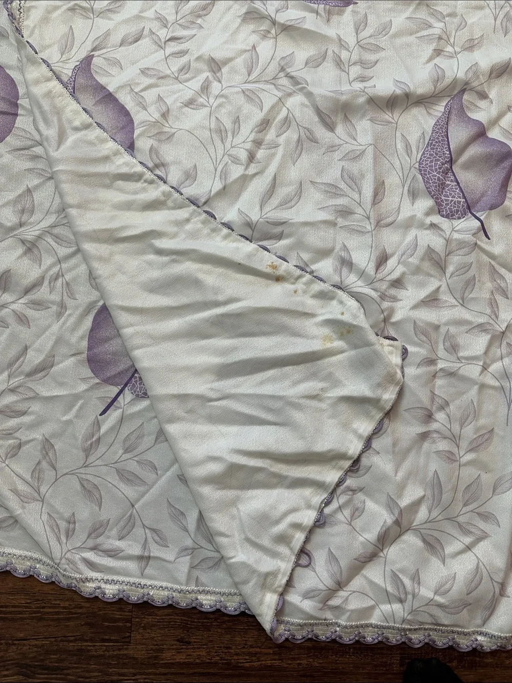 Vintage 1970’s Purple Leaf curtain panels drapes Polyester 78” tall x 82” wide
